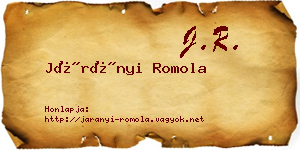 Járányi Romola névjegykártya